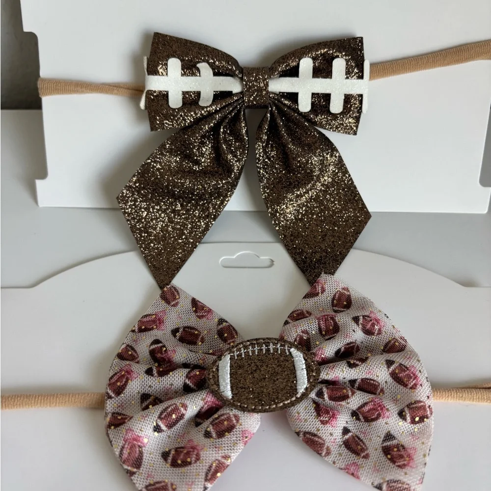 Girls Toddler Football Bow‎ Headband Bundle